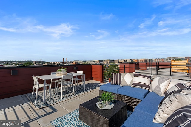 wooden deck featuring an outdoor living space