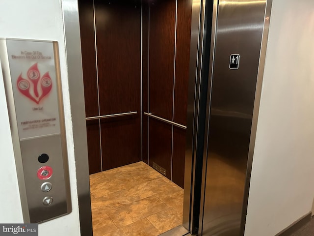 interior details with elevator