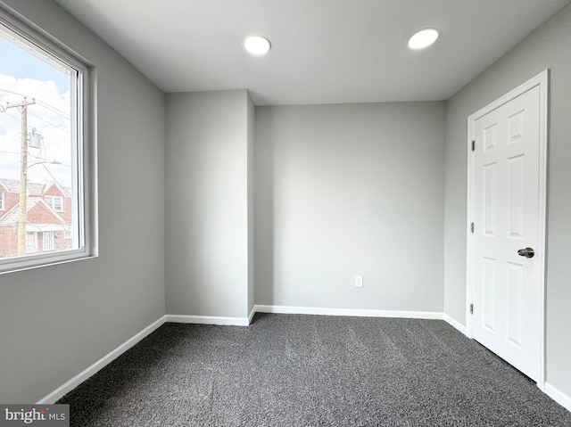 interior space featuring multiple windows and carpet