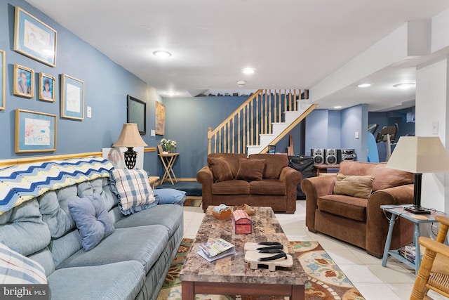 view of tiled living room