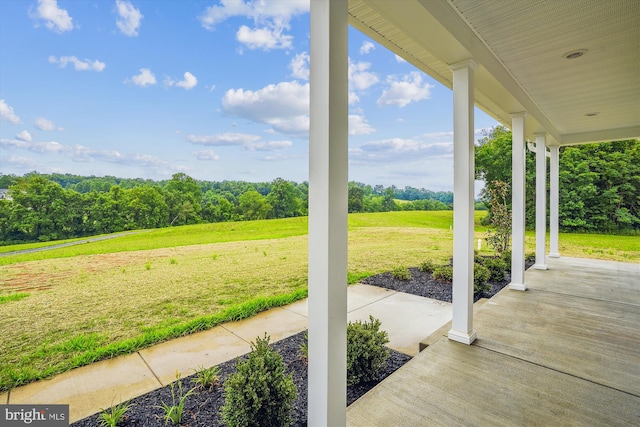 view of patio featuring a porch