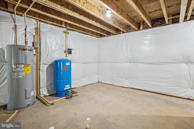 basement featuring water heater