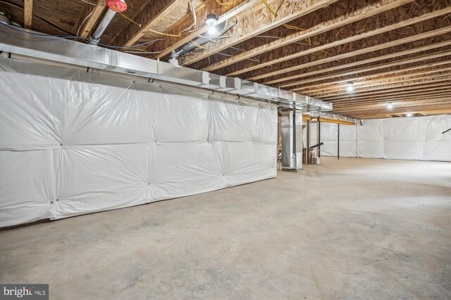 basement with heating unit