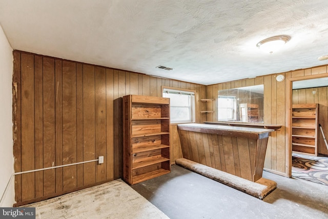 interior space with wood walls