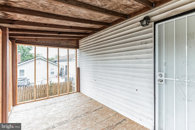 view of unfurnished sunroom