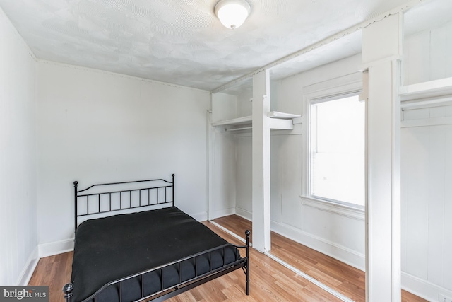 bedroom with a closet and wood-type flooring