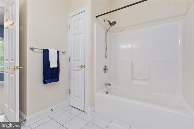 bathroom featuring shower / tub combination and tile patterned flooring