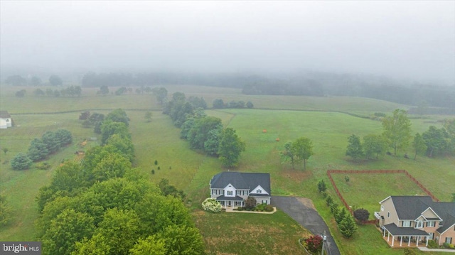 drone / aerial view with a rural view