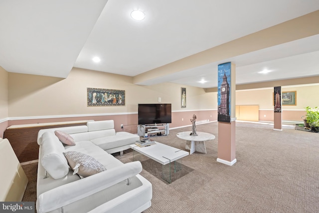 living room featuring carpet floors