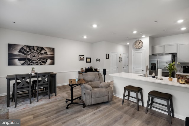 living room featuring light hardwood / wood-style flooring