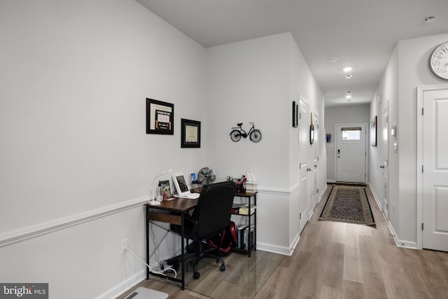 office featuring light hardwood / wood-style flooring