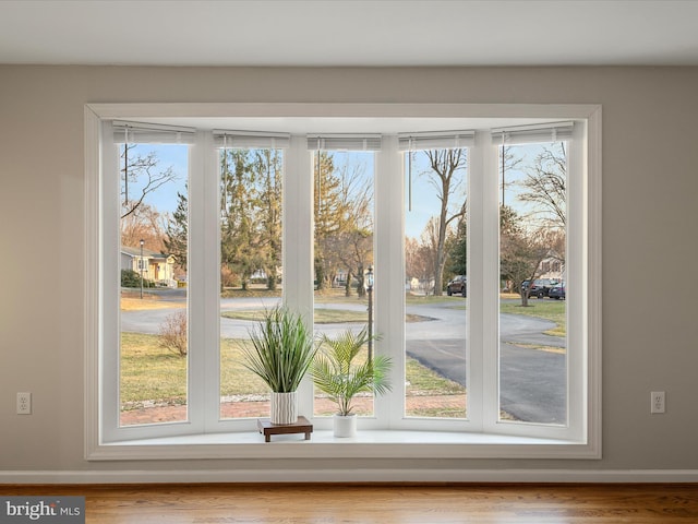 interior details with baseboards and wood finished floors