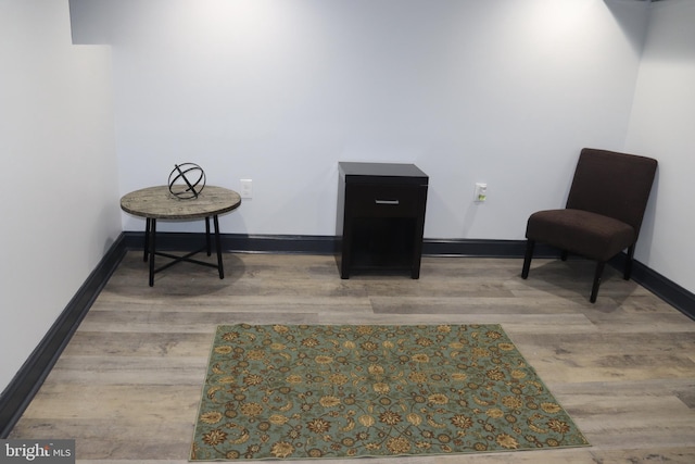 sitting room with light hardwood / wood-style floors