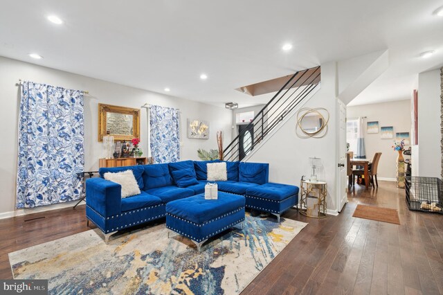 living room featuring hardwood / wood-style flooring