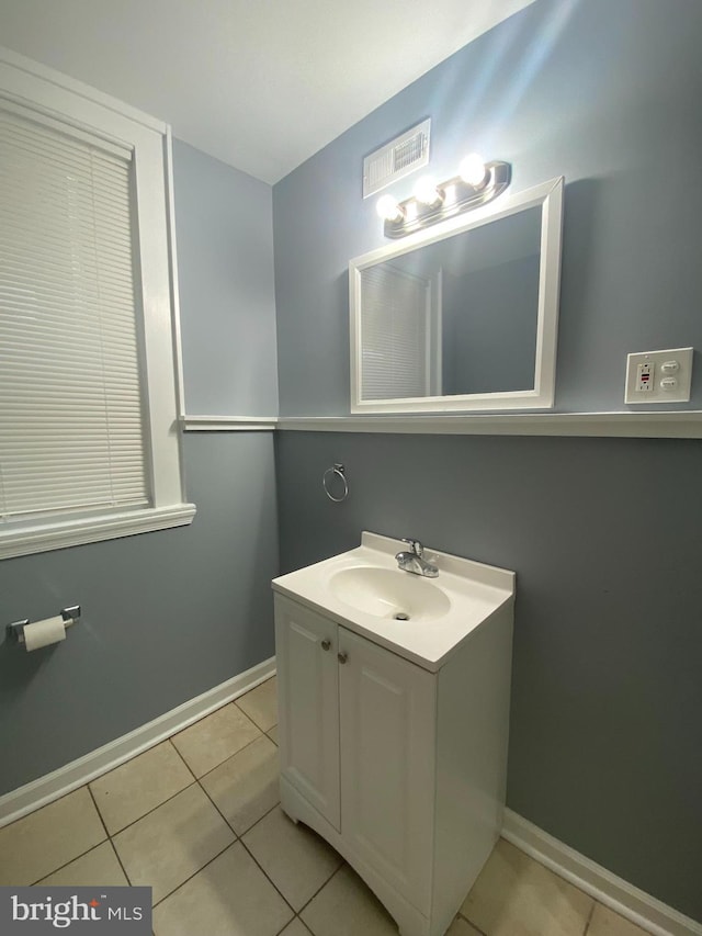 bathroom featuring tile patterned flooring and vanity