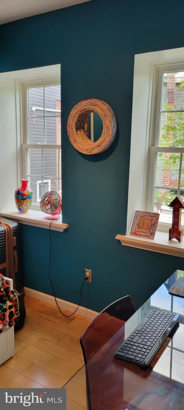 interior details with hardwood / wood-style floors