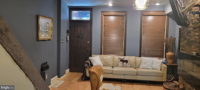 living room featuring light wood-type flooring