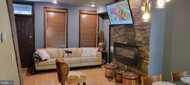 living room with light wood-type flooring