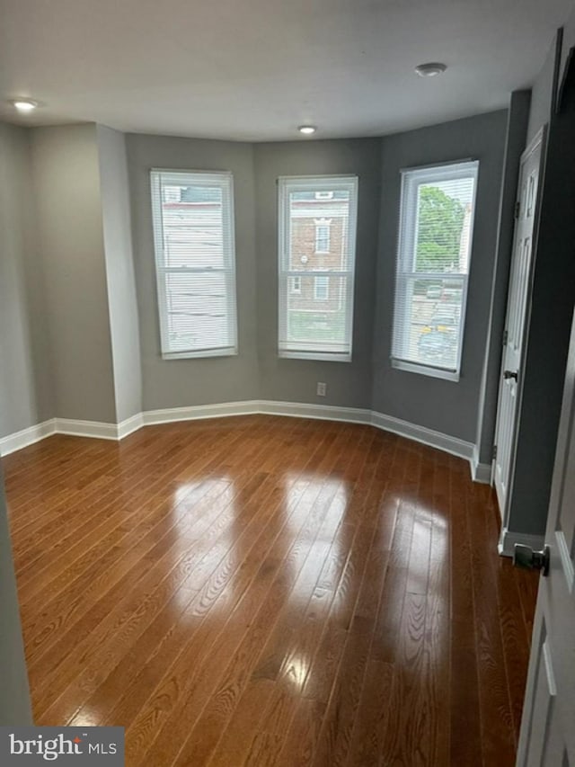 spare room with wood-type flooring