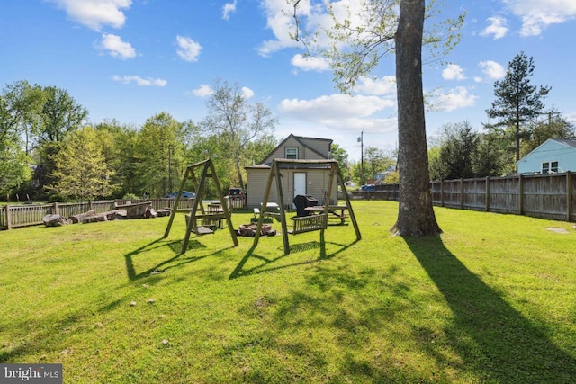 view of yard featuring a playground