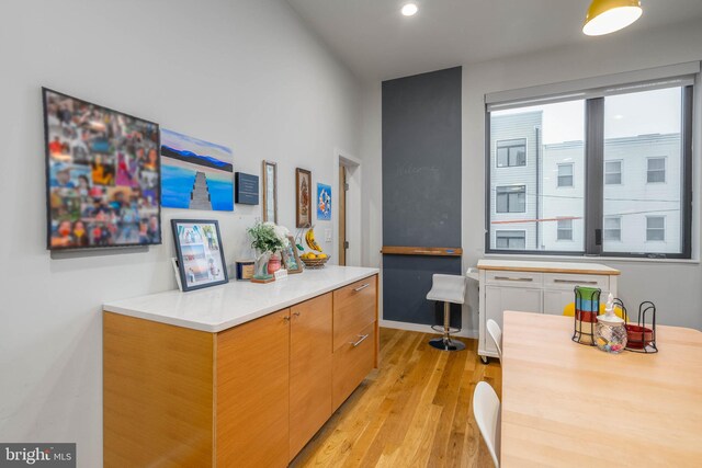 interior space with light hardwood / wood-style floors