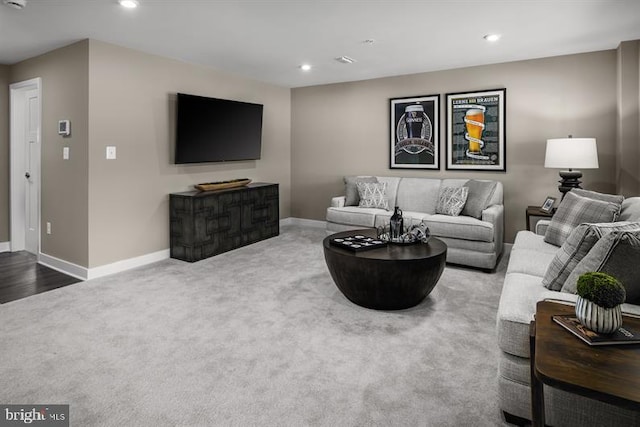 living room featuring carpet flooring