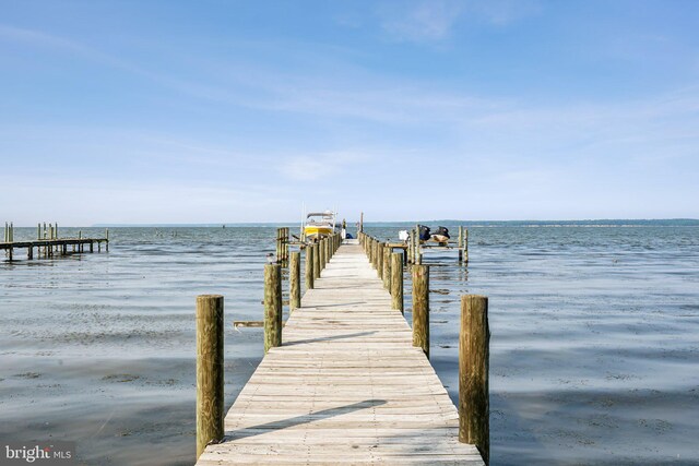 view of dock featuring a water view