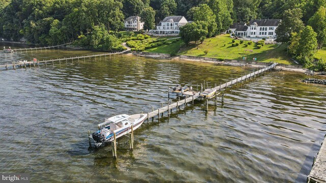 view of dock featuring a water view