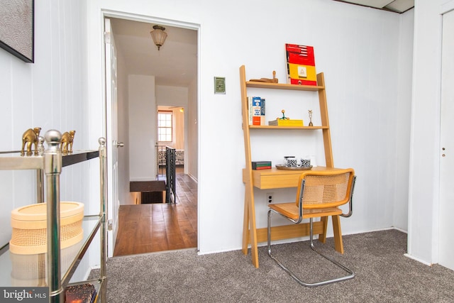 view of carpeted office space