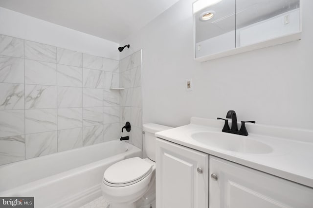 full bathroom with shower / washtub combination, toilet, and vanity