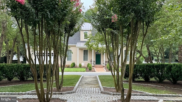 view of front facade featuring a front yard