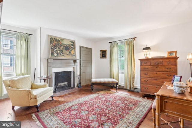 sitting room featuring hardwood / wood-style floors and a wealth of natural light