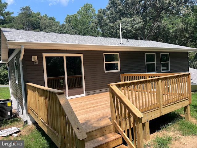 wooden terrace featuring central AC