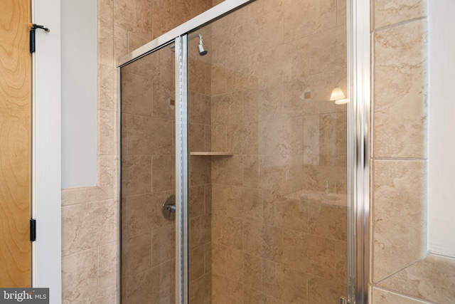 interior details with an enclosed shower