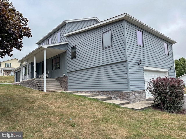 exterior space with a yard and a porch