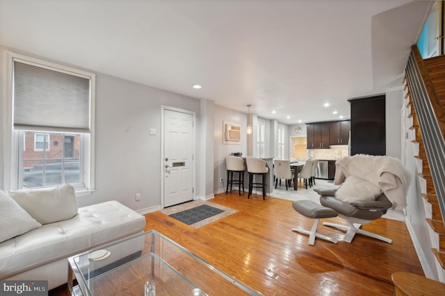 living room featuring light hardwood / wood-style floors