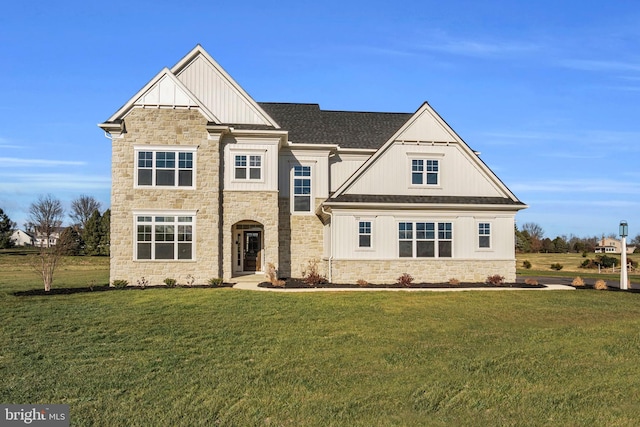 craftsman inspired home with a front yard