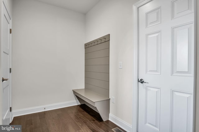 mudroom with dark hardwood / wood-style flooring