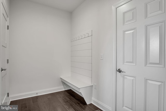 mudroom with dark hardwood / wood-style flooring