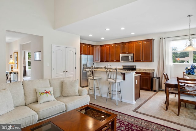 view of tiled living room