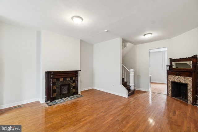 living room with hardwood / wood-style floors