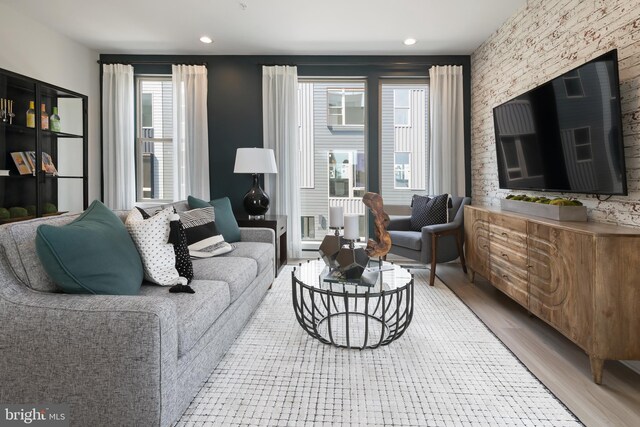 living room featuring light hardwood / wood-style floors