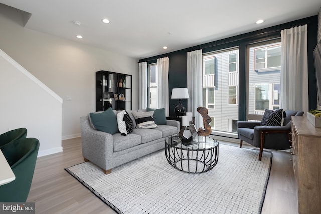 living room featuring light hardwood / wood-style floors