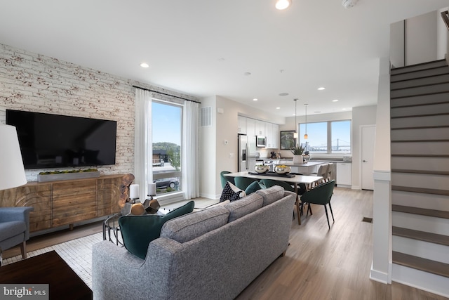 living room featuring light hardwood / wood-style flooring