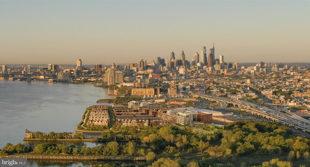 property's view of city featuring a water view