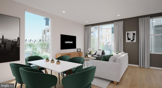 living room with light hardwood / wood-style floors