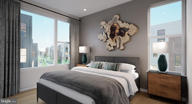 bedroom featuring light hardwood / wood-style flooring