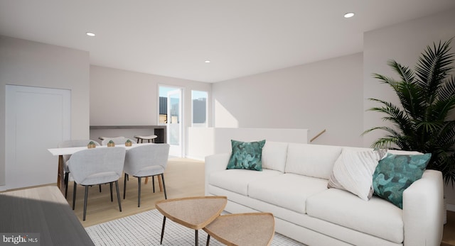 living room featuring light wood-type flooring