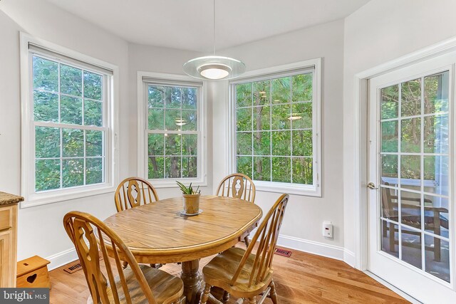 dining room with hardwood / wood-style floors