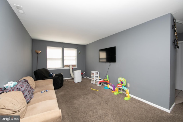 game room featuring carpet floors